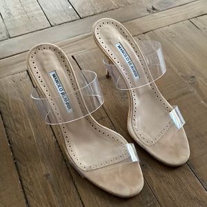 EUC Manolo Blahnik Scolto 90 PVC Mules size 37